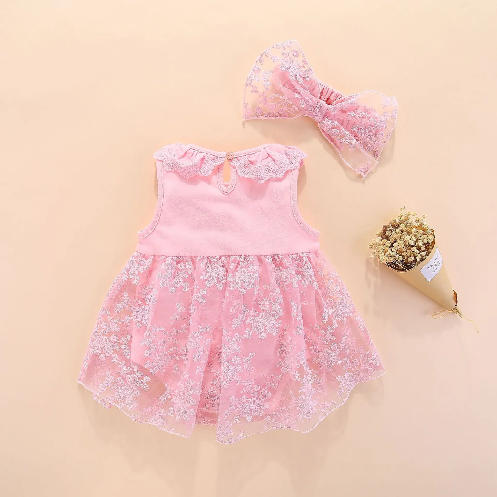 Red Lace Baby Dress with Bow for 2021 - Image 6