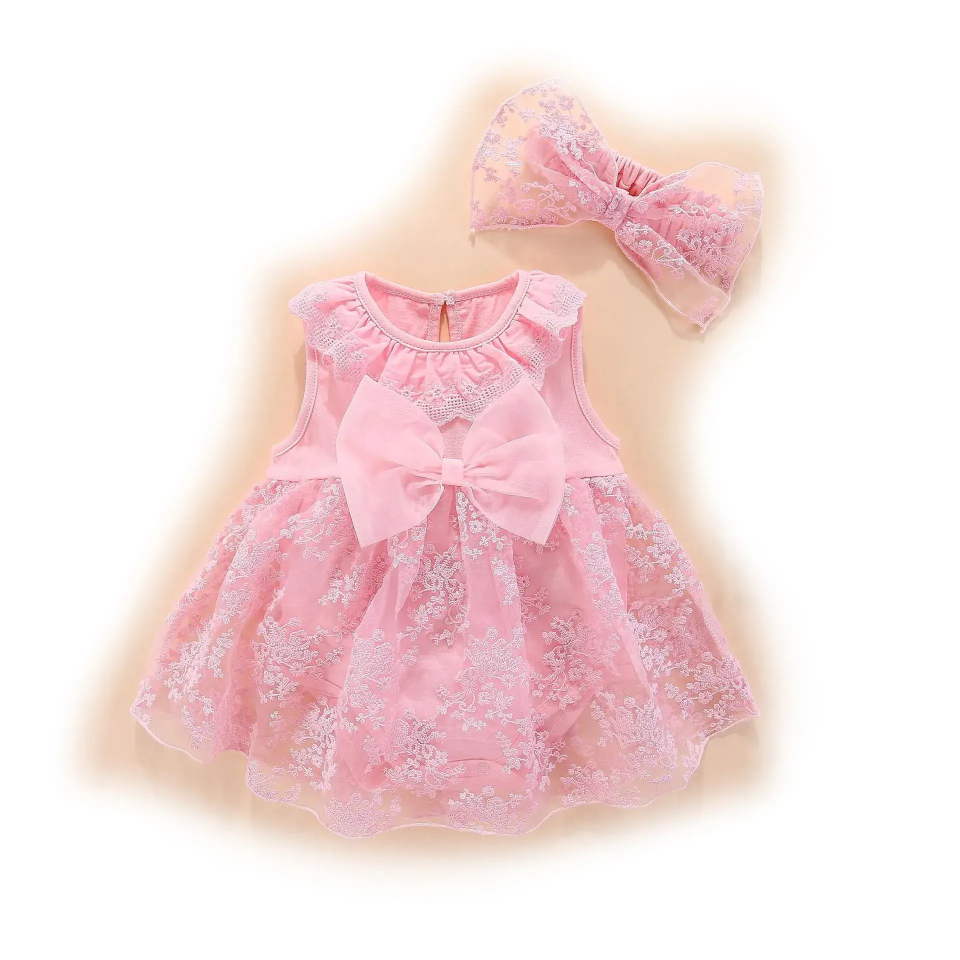 Red Lace Baby Dress with Bow for 2021 - Image 7