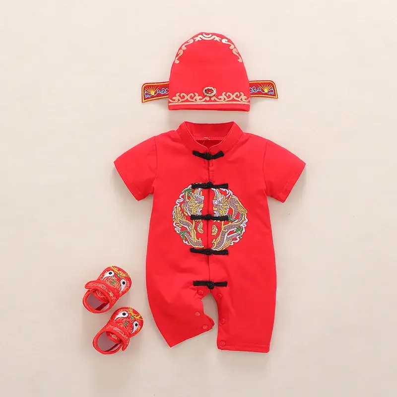 Baby Chinese Style Romper Red 1M-1Yr Old - Image 8