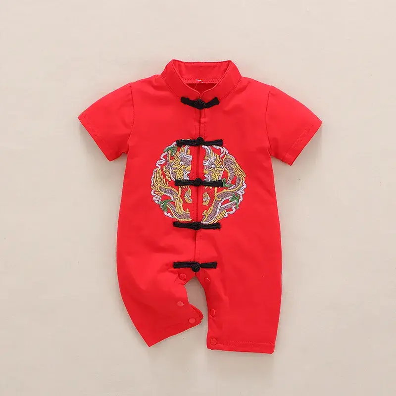 Baby Chinese Style Romper Red 1M-1Yr Old - Image 3