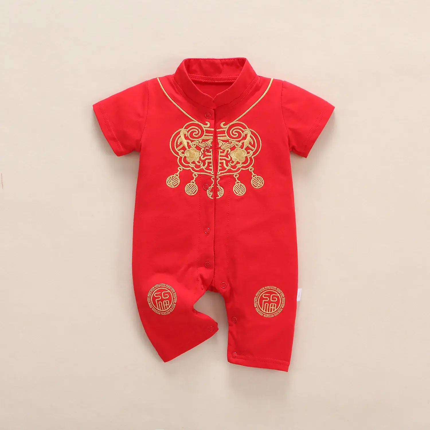 Baby Chinese Style Romper Red 1M-1Yr Old - Image 6