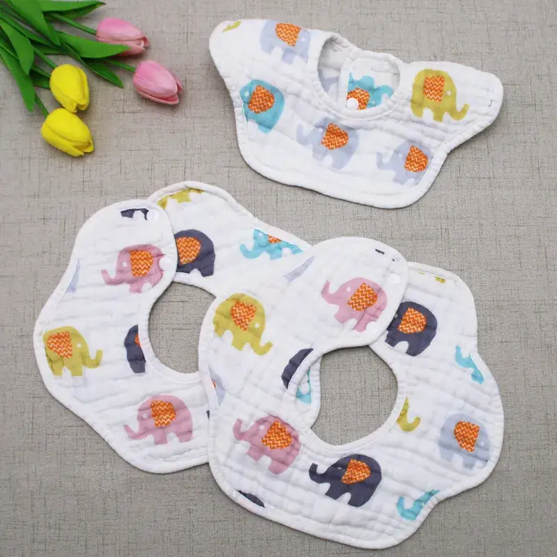Baby Bib 8-Layer Cotton Gauze Anti-Spitting Rotatable Petal - Image 2