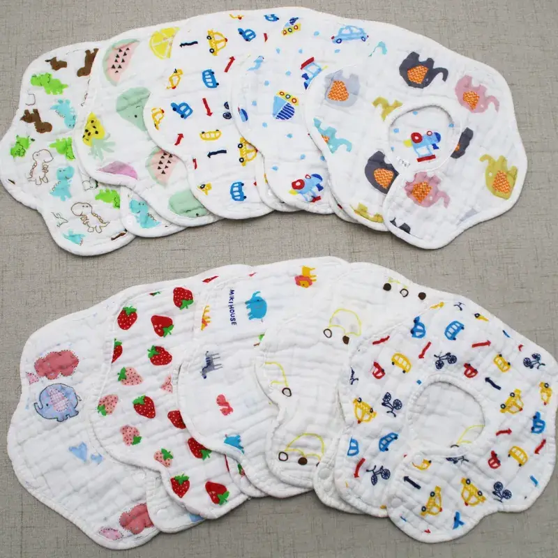 Baby Bib 8-Layer Cotton Gauze Anti-Spitting Rotatable Petal - Image 3