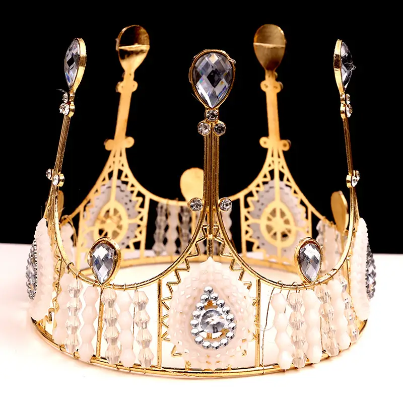 Gold Crystal Bridal Crown for Baking & Birthday Decor - Image 3