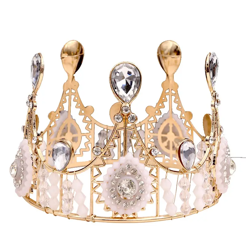Gold Crystal Bridal Crown for Baking & Birthday Decor - Image 6