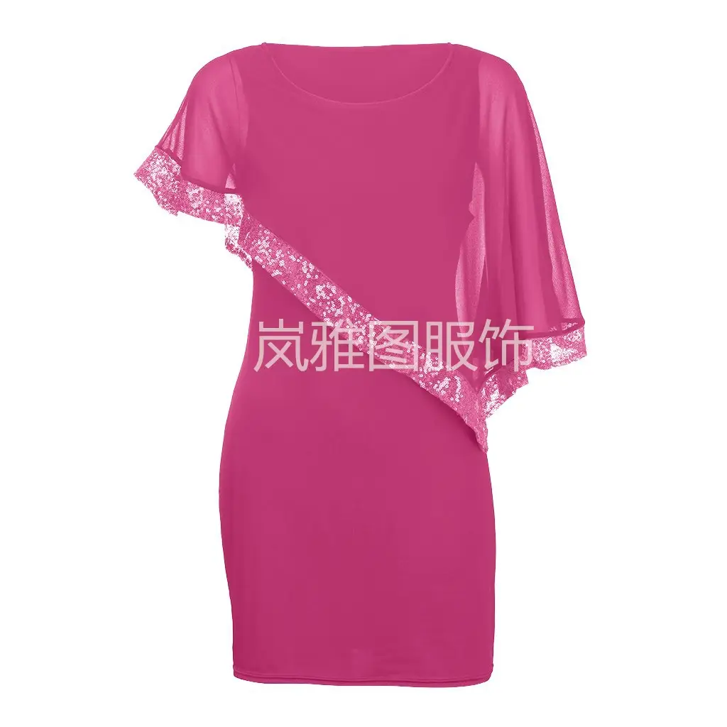 Purple Asymmetrical Sequin Dress Plus Size 8 Colors 8 Sizes - Image 10