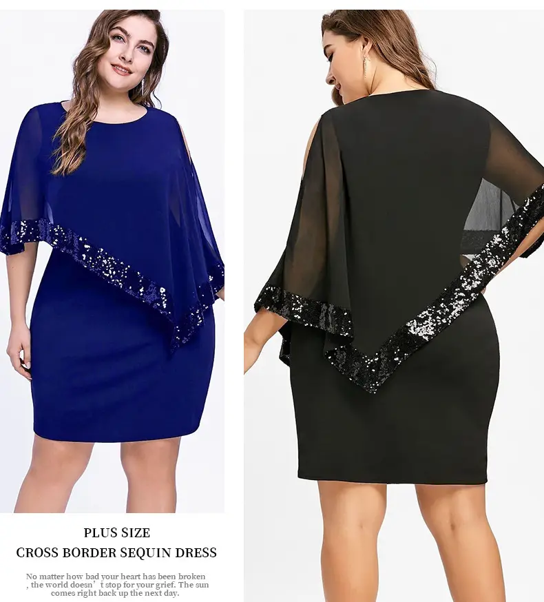 Purple Asymmetrical Sequin Dress Plus Size 8 Colors 8 Sizes — feature 4