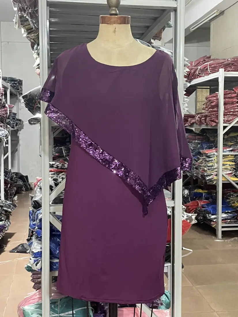 Purple Asymmetrical Sequin Dress Plus Size 8 Colors 8 Sizes - Image 2