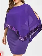 Purple Asymmetrical Sequin Dress Plus Size 8 Colors 8 Sizes - Image 3