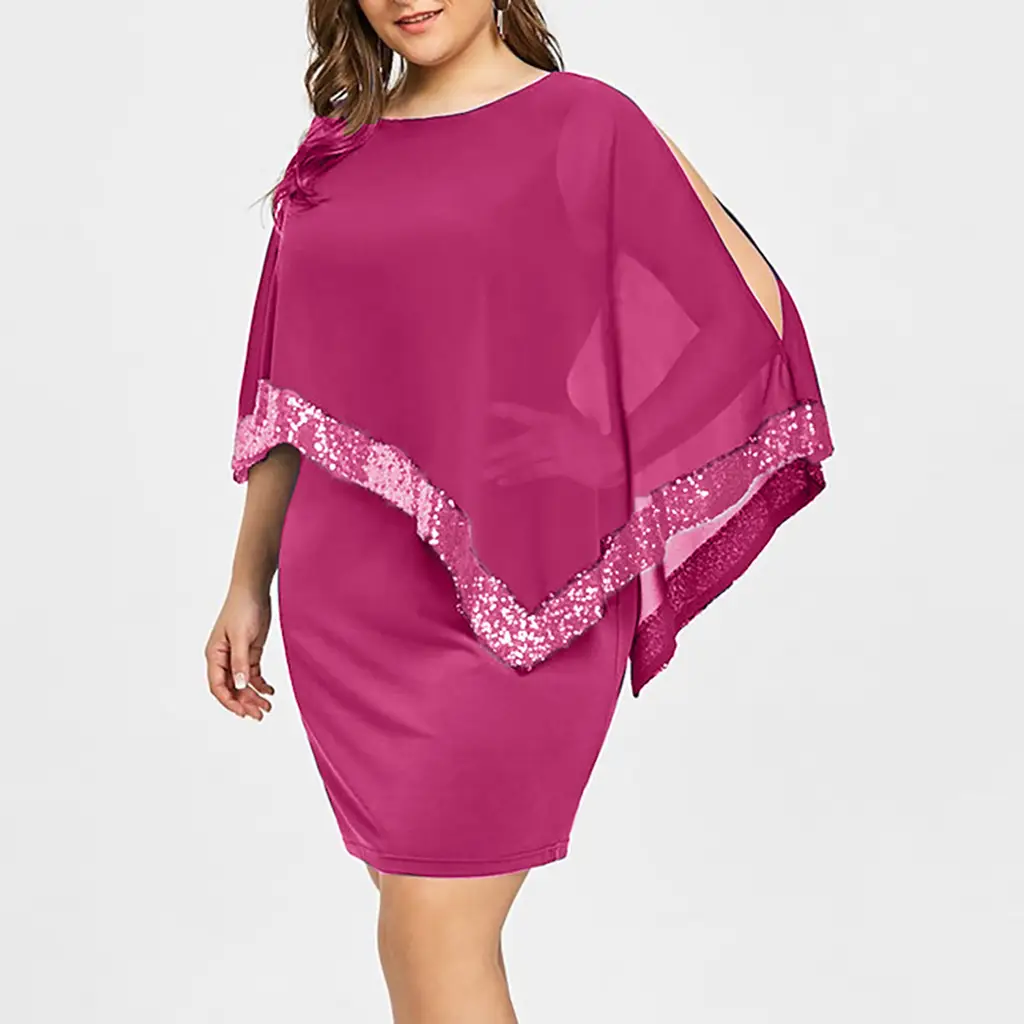 Purple Asymmetrical Sequin Dress Plus Size 8 Colors 8 Sizes - Image 6