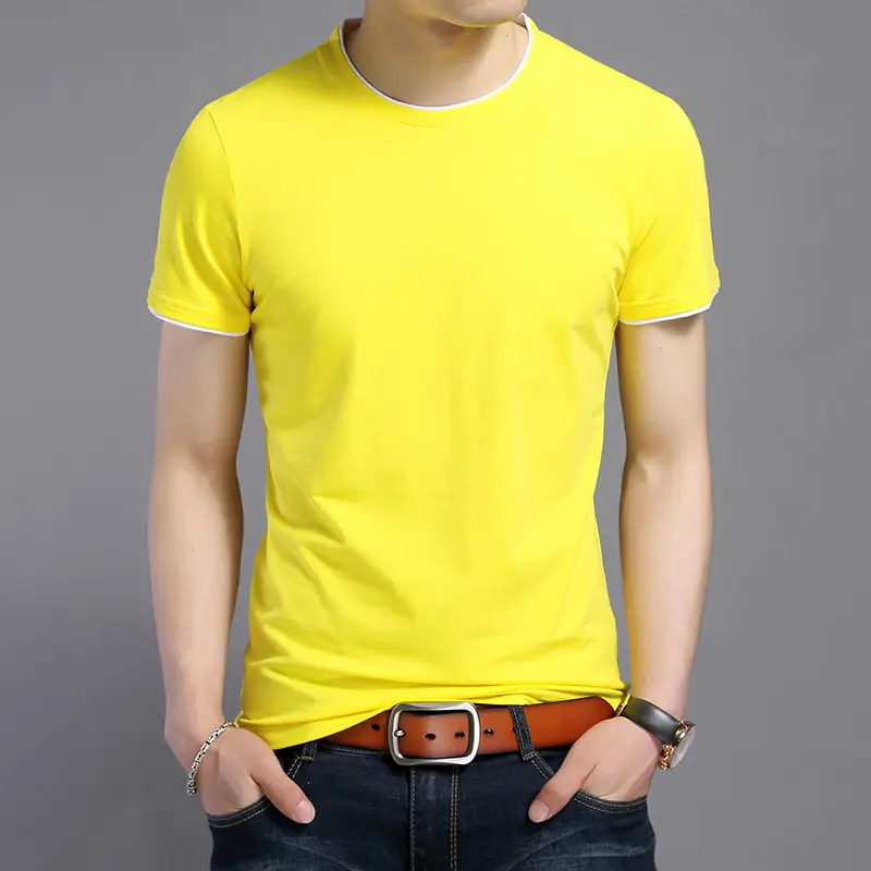 Men White Mercerized Cotton T-Shirt Round Neck Short Sleeve - Image 23
