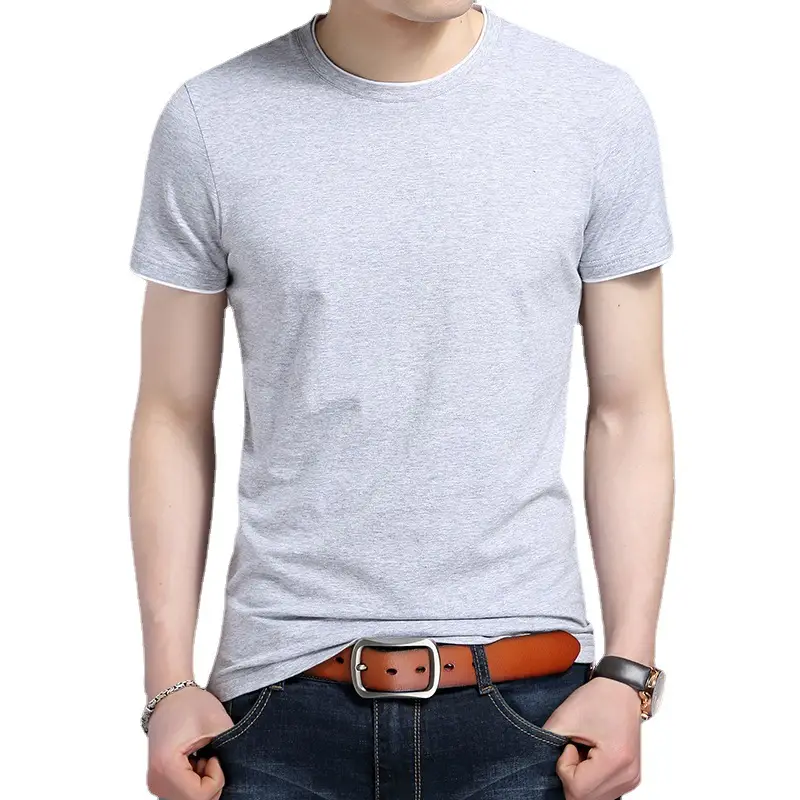 Men White Mercerized Cotton T-Shirt Round Neck Short Sleeve - Image 24
