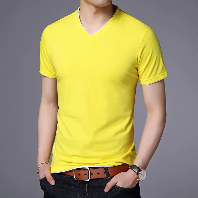 Men White Mercerized Cotton T-Shirt Round Neck Short Sleeve - Image 11