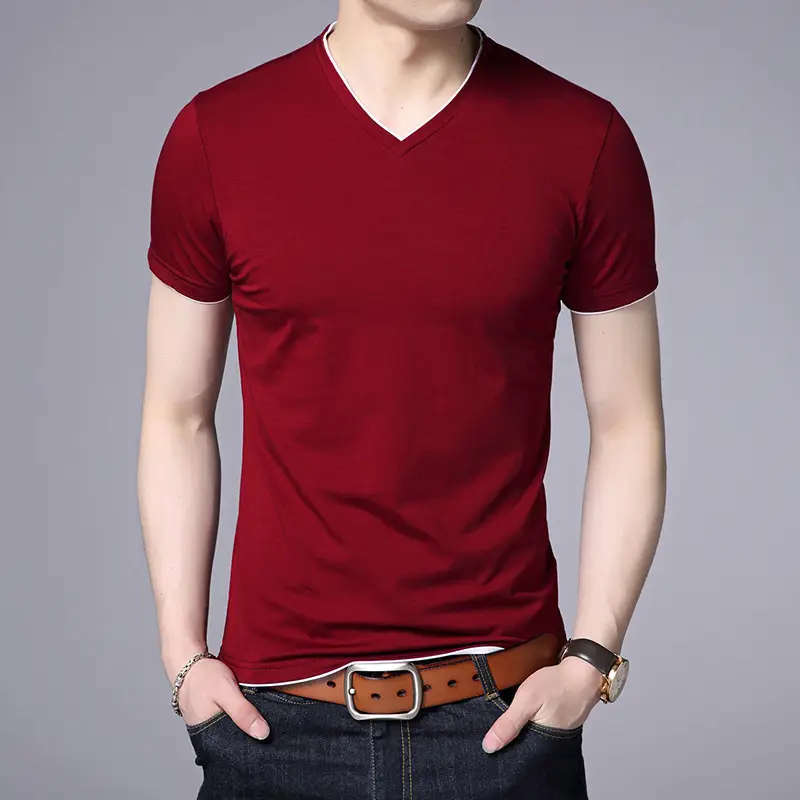 Men White Mercerized Cotton T-Shirt Round Neck Short Sleeve - Image 12