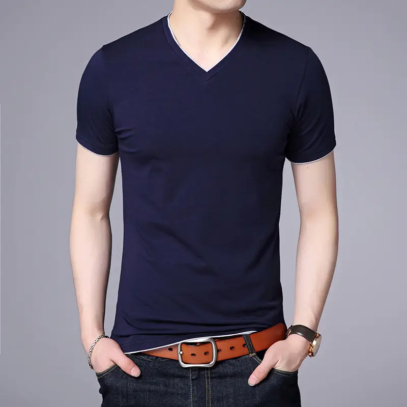 Men White Mercerized Cotton T-Shirt Round Neck Short Sleeve - Image 13