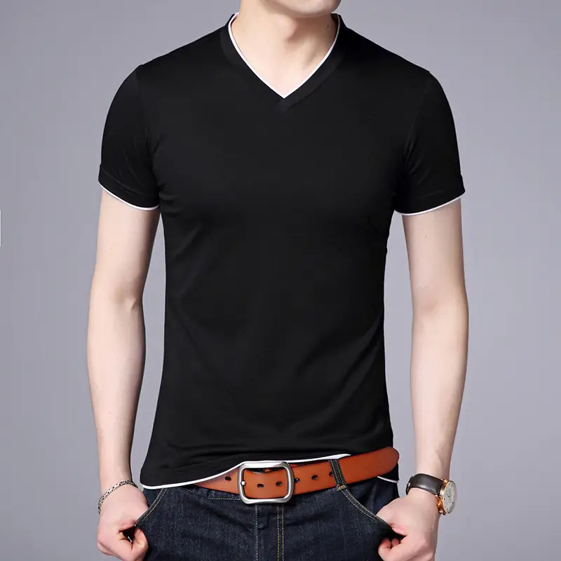 Men White Mercerized Cotton T-Shirt Round Neck Short Sleeve - Image 14