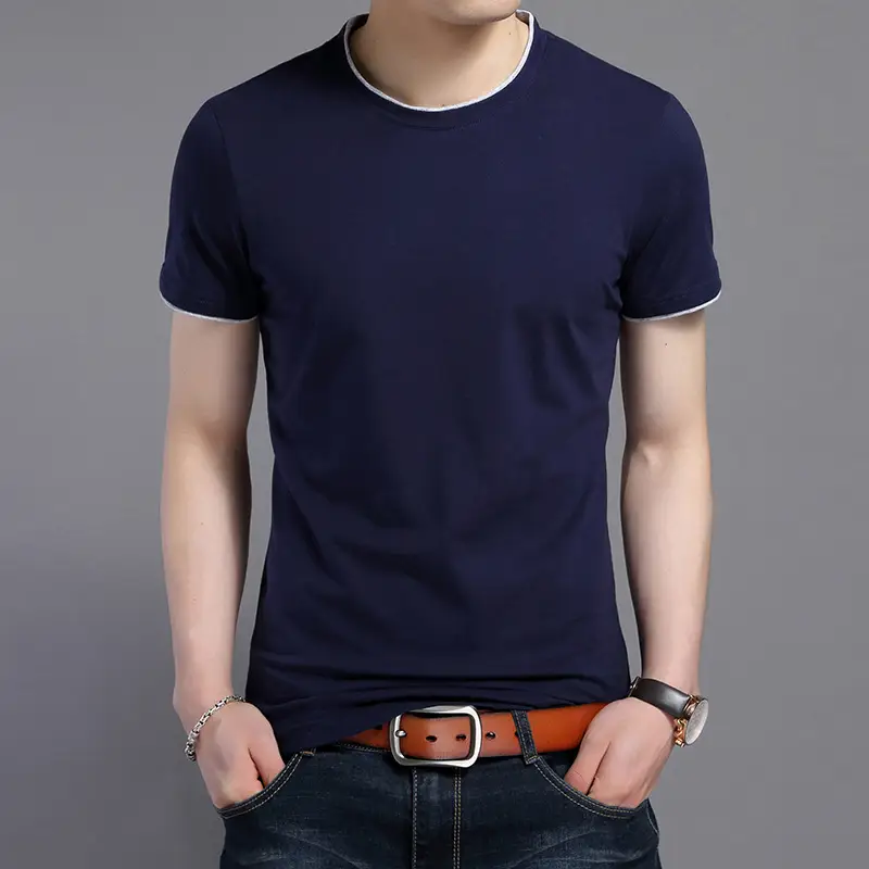 Men White Mercerized Cotton T-Shirt Round Neck Short Sleeve - Image 5