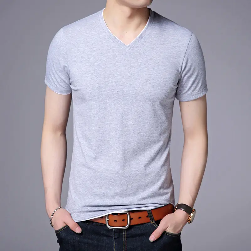 Men White Mercerized Cotton T-Shirt Round Neck Short Sleeve - Image 9
