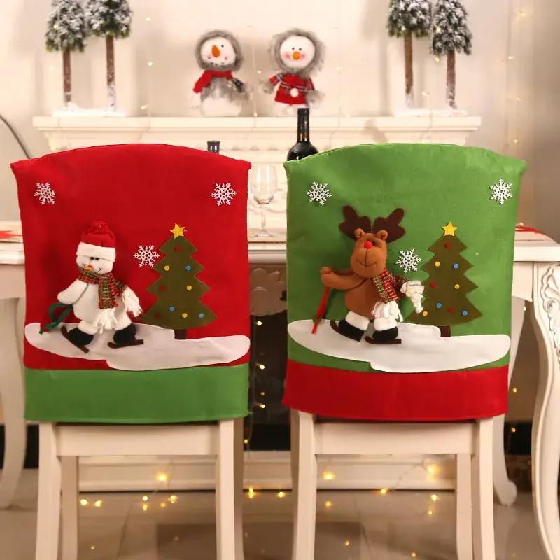 Christmas Chair Covers Snowman Design Red Green