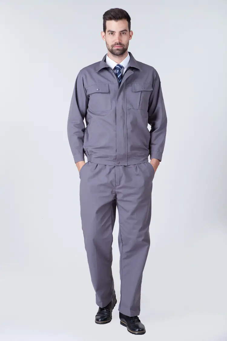 Men's Navy Blue Cotton Work Shirt with Front Pocket