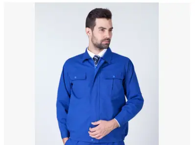 Men's Navy Blue Cotton Work Shirt with Front Pocket