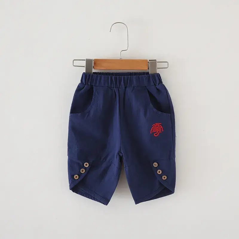 Children's Cotton Linen Shorts Beige Summer Pants - Image 16