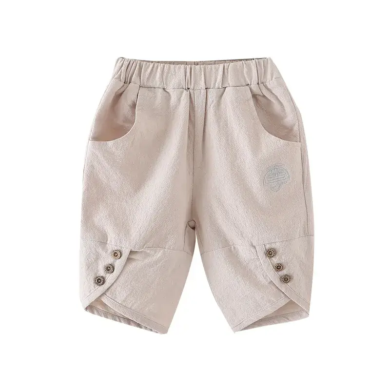 Children's Cotton Linen Shorts Beige Summer Pants - Image 17