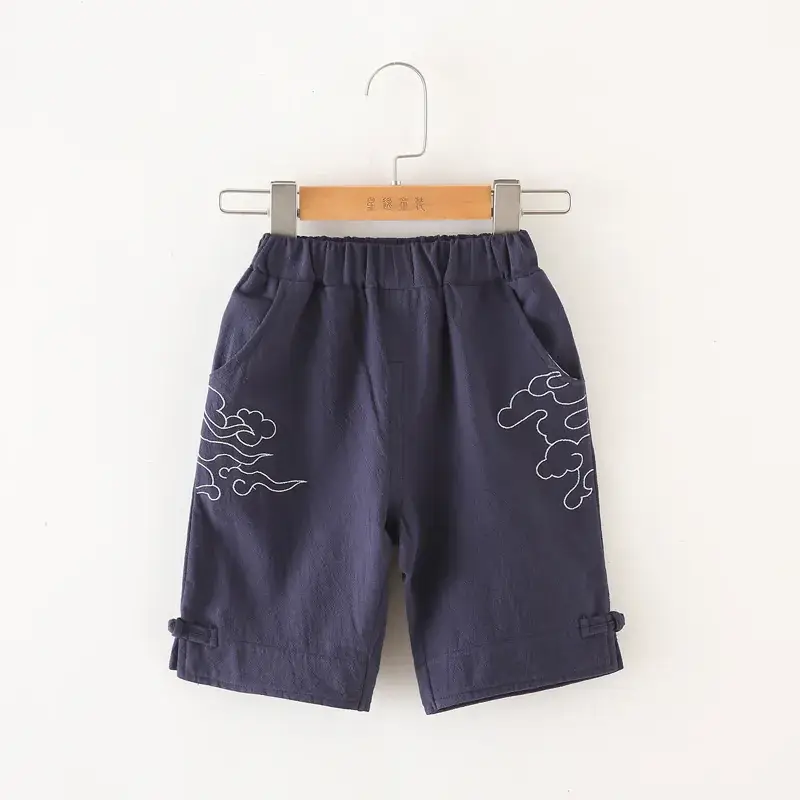 Children's Cotton Linen Shorts Beige Summer Pants - Image 4