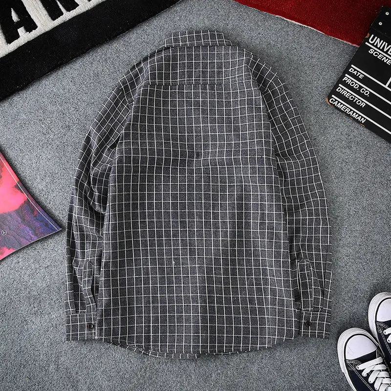 Men's Green Plaid Slim Fit Long Sleeve Shirt