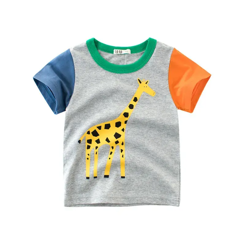 Kids Elephant Print Cotton T-Shirt Light Blue