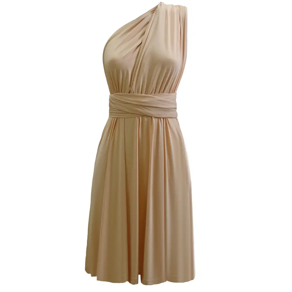 Multi-wear Strap Dress for Women Pink Peach Long Sleeve - Image 12
