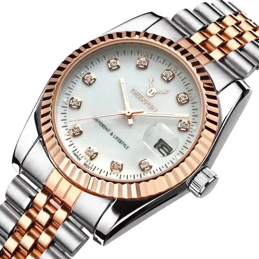 Deerfun Men's Women's Quartz Watch Stainless Steel Rose Gold Band - Image 13