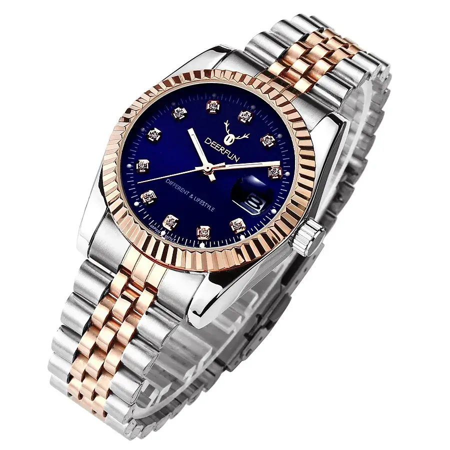Deerfun Men's Women's Quartz Watch Stainless Steel Rose Gold Band - Image 10