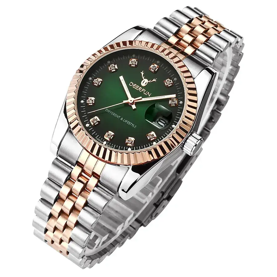 Deerfun Men's Women's Quartz Watch Stainless Steel Rose Gold Band - Image 11