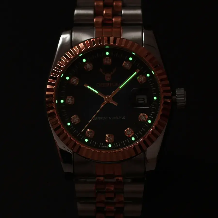 IP Rose Gold Quartz Watch with Steel Band - Image 16