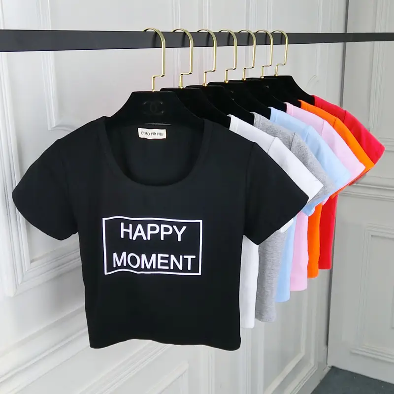 Women Happy Moment Cotton T-Shirt Short Sleeve