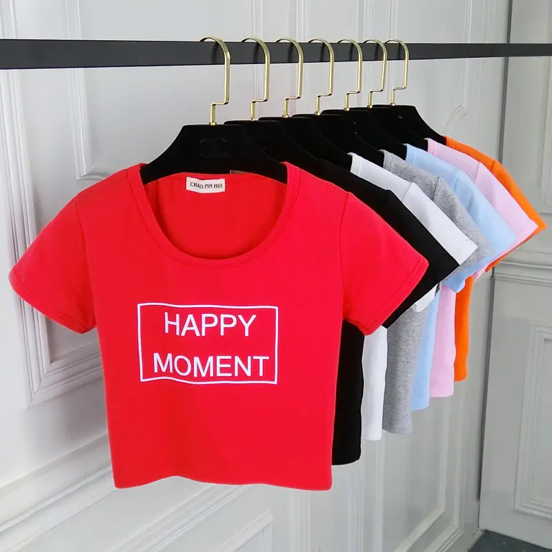 Women Happy Moment Cotton T-Shirt Short Sleeve
