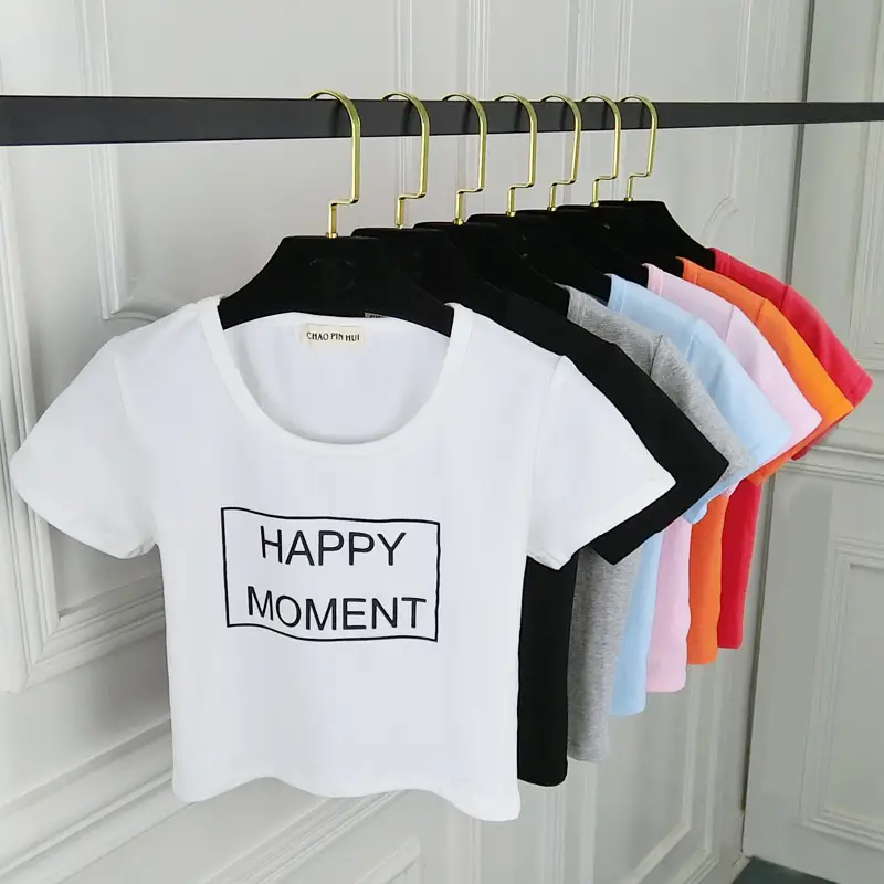 Women Happy Moment Cotton T-Shirt Short Sleeve