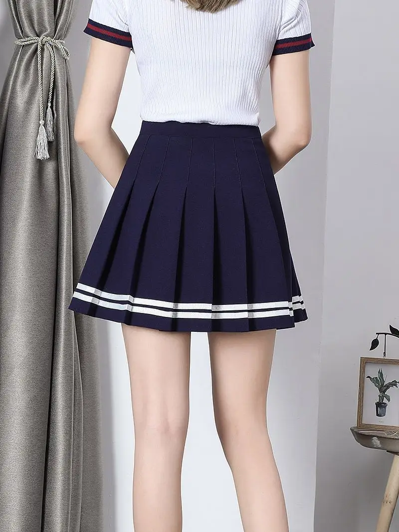 White Pleated Elastic Waist Skirt for Women - Image 9