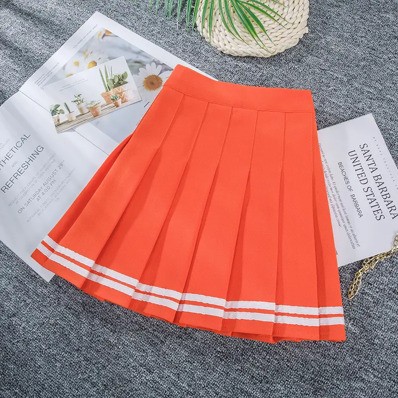 White Pleated Elastic Waist Skirt for Women - Image 7