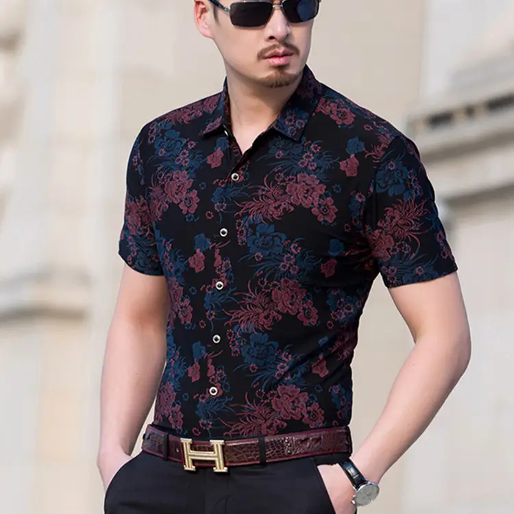 Men's 2018 Floral Short Sleeve Shirt Black - Image 2