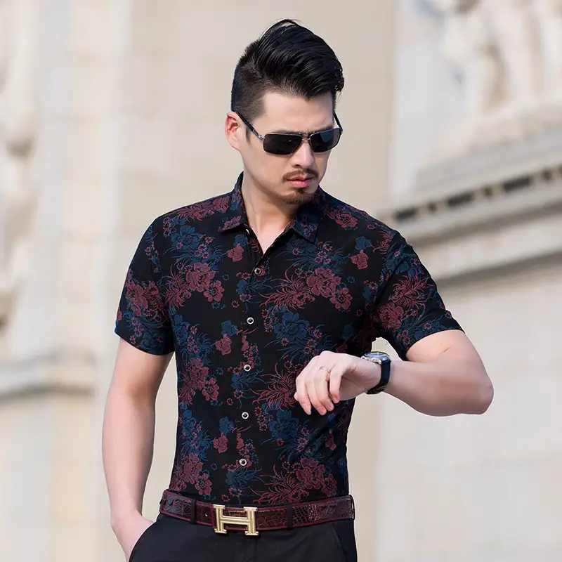 Men's 2018 Floral Short Sleeve Shirt Black - Image 3