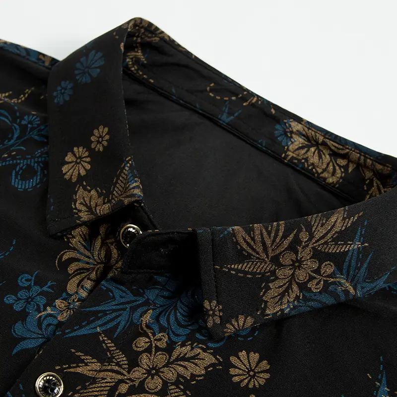 Men's 2018 Floral Short Sleeve Shirt Black - Image 4