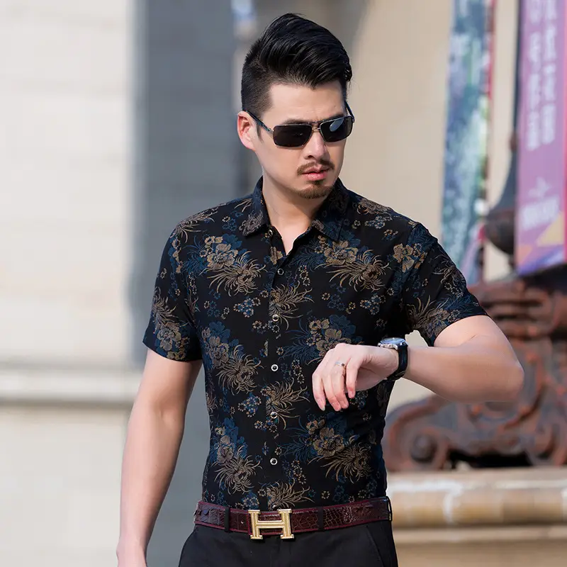Men's 2018 Floral Short Sleeve Shirt Black - Image 5