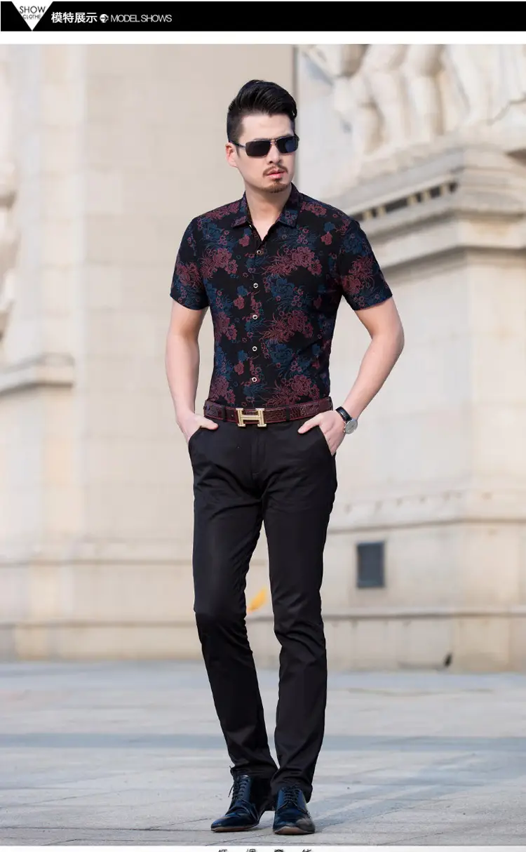 Men's 2018 Floral Short Sleeve Shirt Black — feature 11