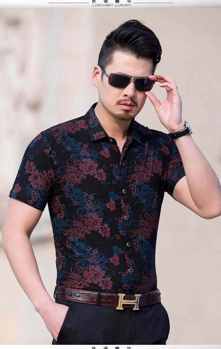 Men's 2018 Floral Short Sleeve Shirt Black — feature 12