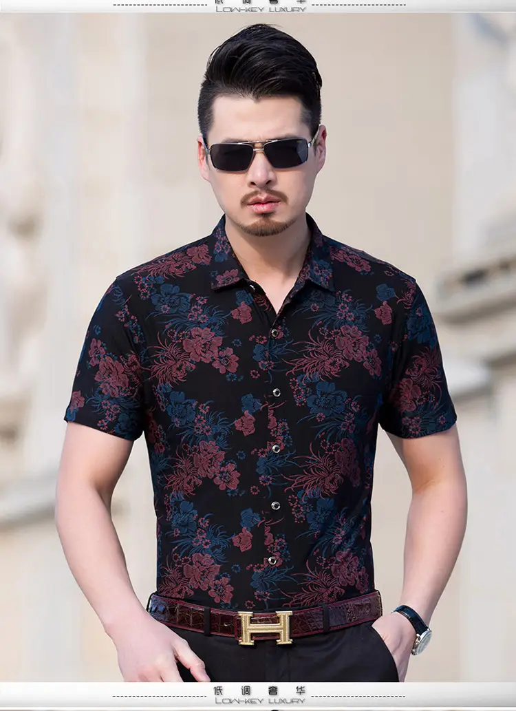 Men's 2018 Floral Short Sleeve Shirt Black — feature 13