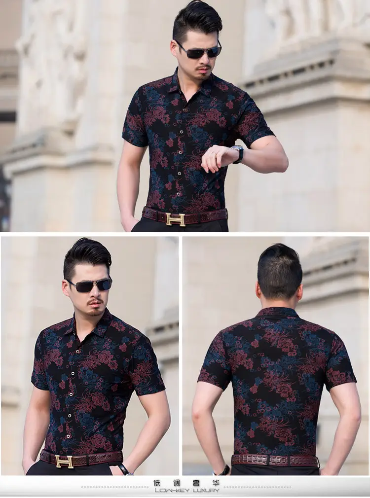 Men's 2018 Floral Short Sleeve Shirt Black — feature 14