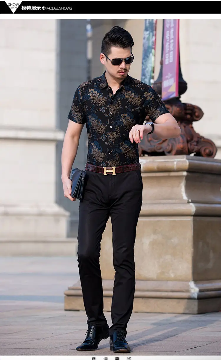 Men's 2018 Floral Short Sleeve Shirt Black — feature 5