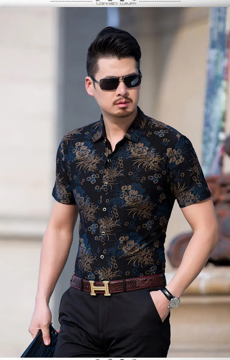 Men's 2018 Floral Short Sleeve Shirt Black — feature 6